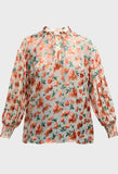 Julius Voluminous Long-Sleeve Floral Burnout Blouse