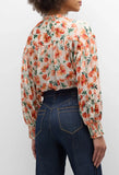 Julius Voluminous Long-Sleeve Floral Burnout Blouse