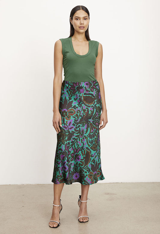 Kaiya Amazon Printed Satin Skirt