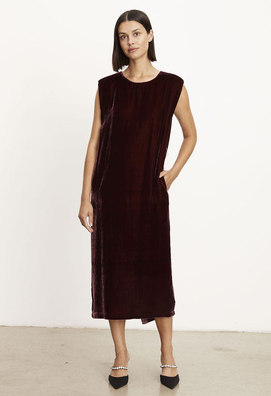 Kandace Silk Velvet Sleeveless Dress