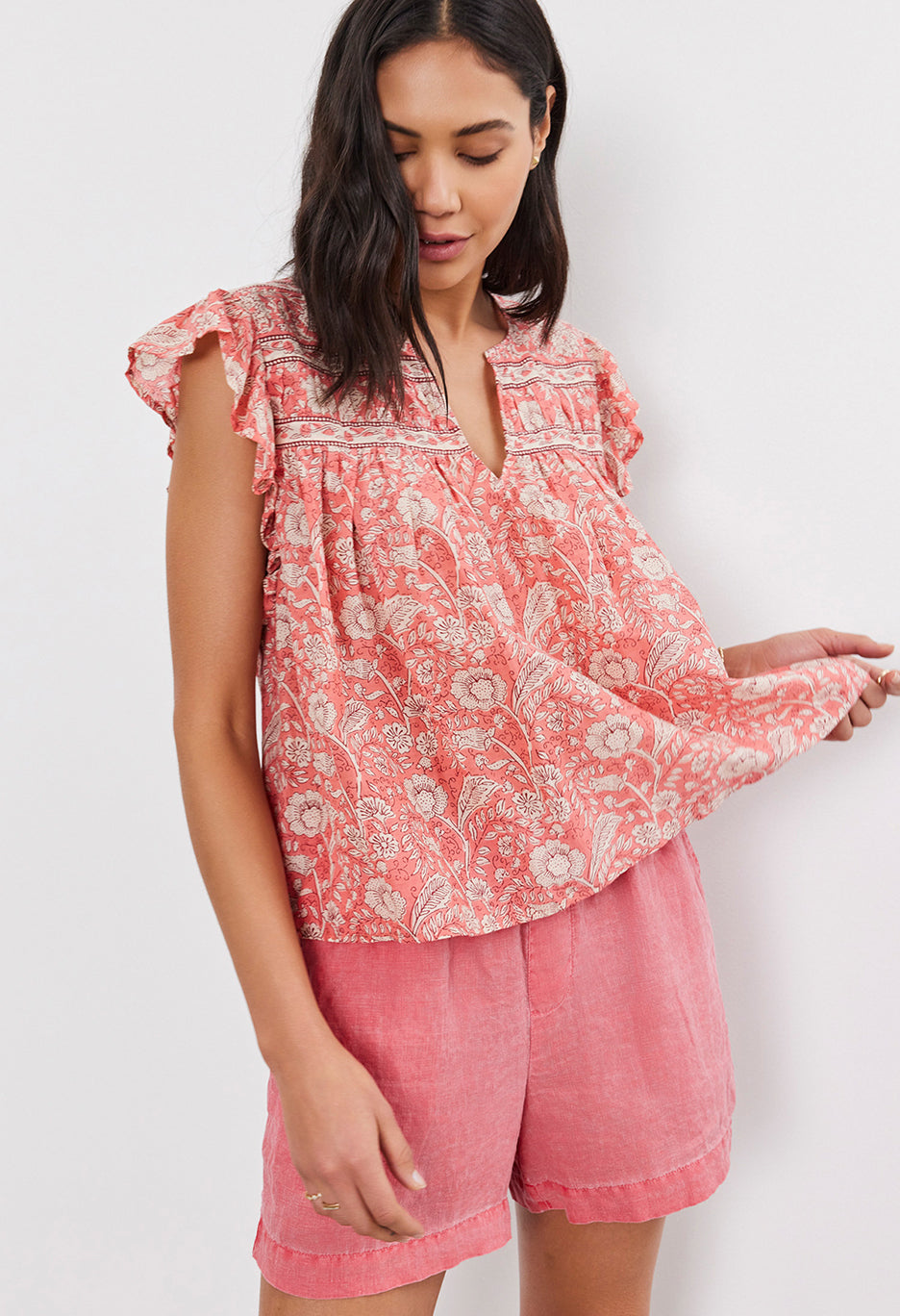 Kenzie Printed Voile Short Sleeve Top