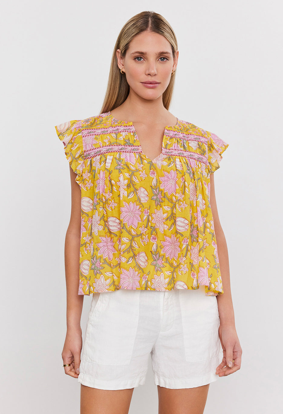 Kenzie Printed Voile Short Sleeve Top