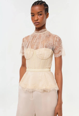 Kehlani Lace Short Sleeve Bustier Top