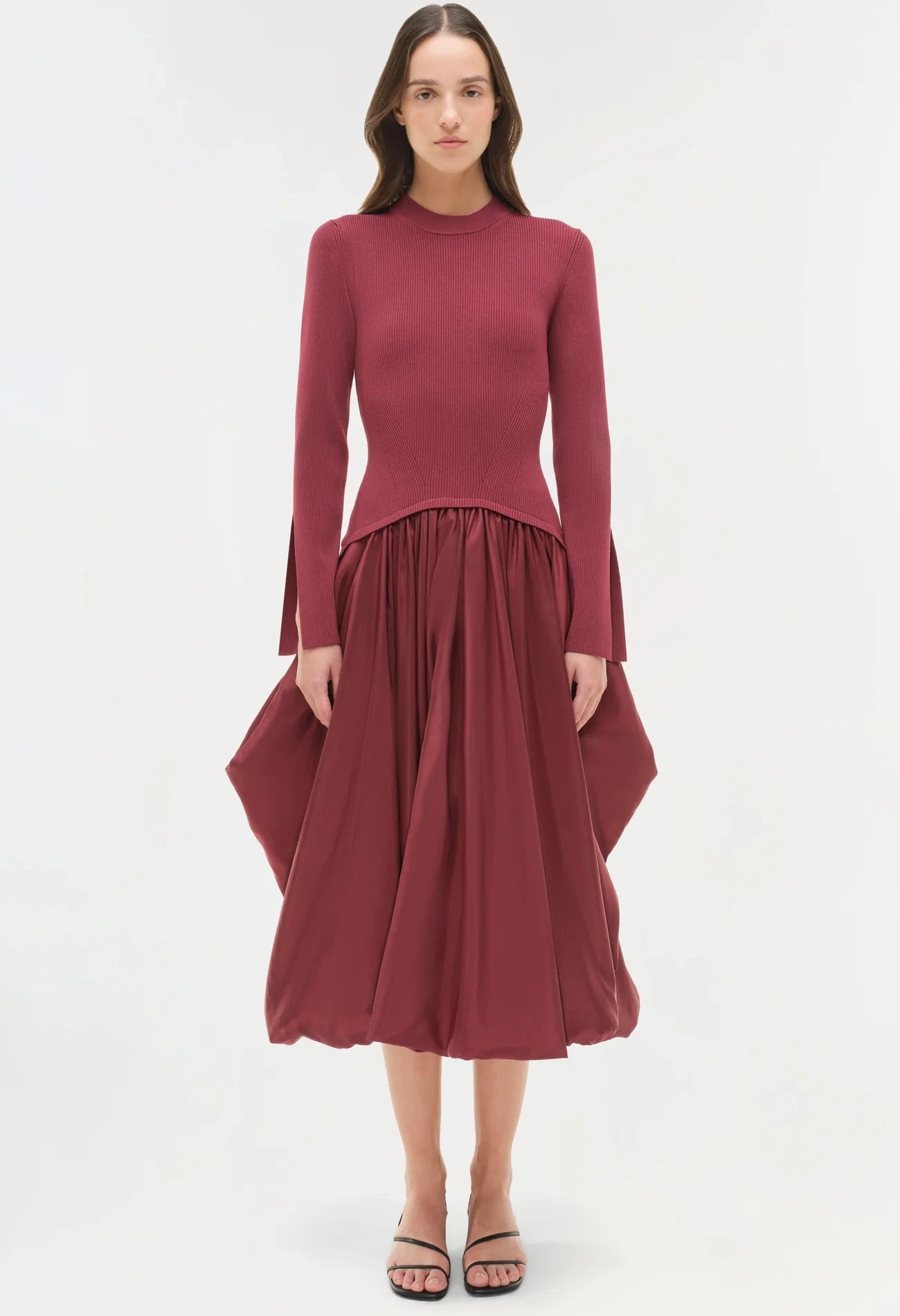 Kenlie Taffeta Knit Midi Dress