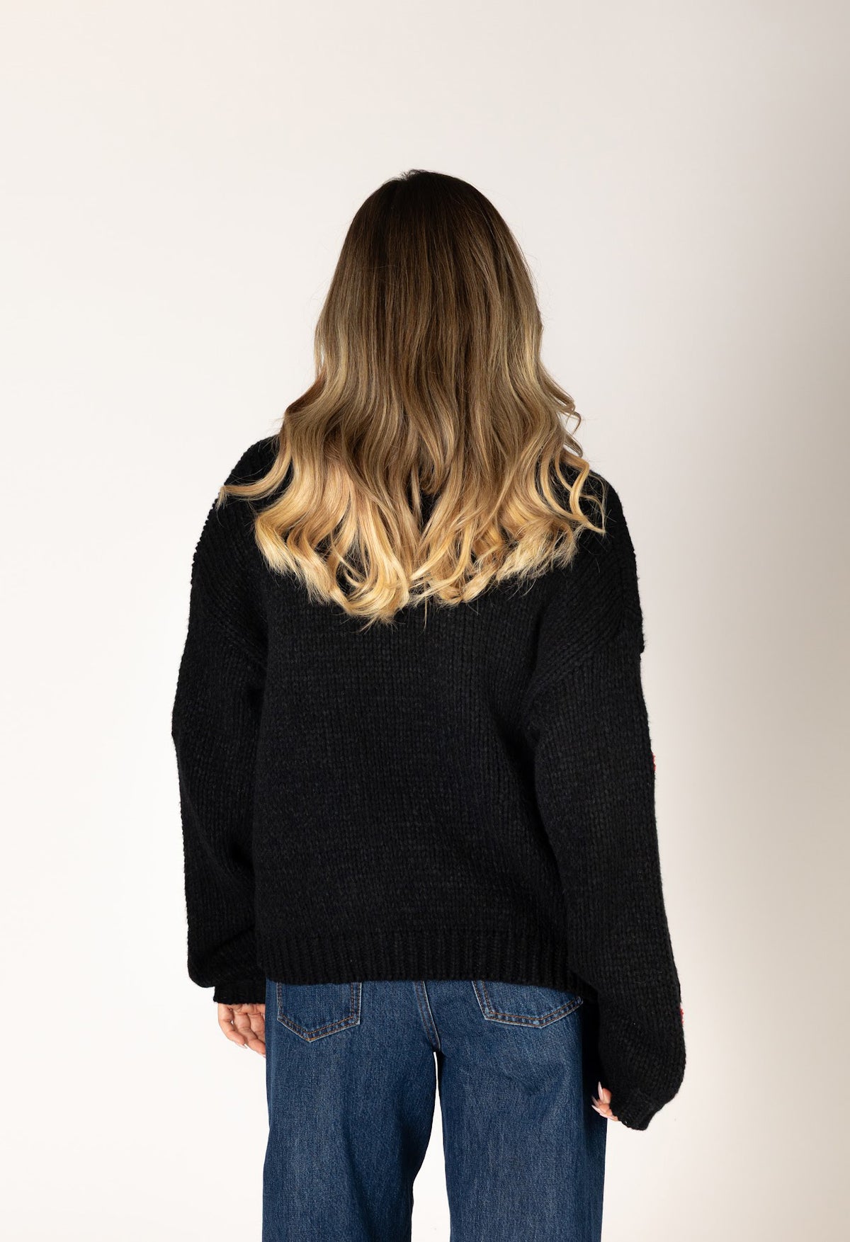 Lexi Hand Knit Open Cherry Cardigan