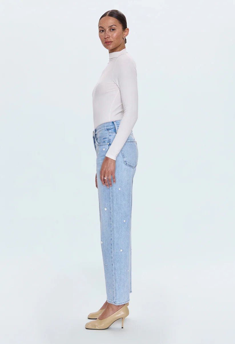 Lexi Mid Rise Bowed Straight