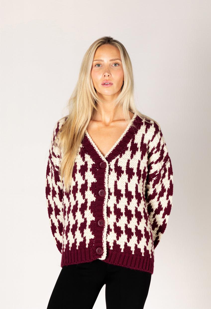 Libby Hand Knit Houndstooth Cardigan