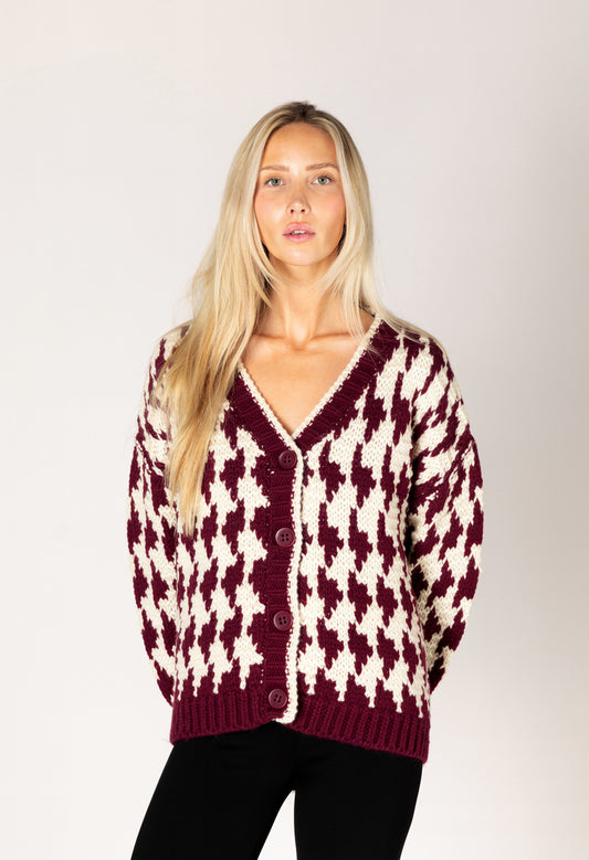 Libby Hand Knit Houndstooth Cardigan