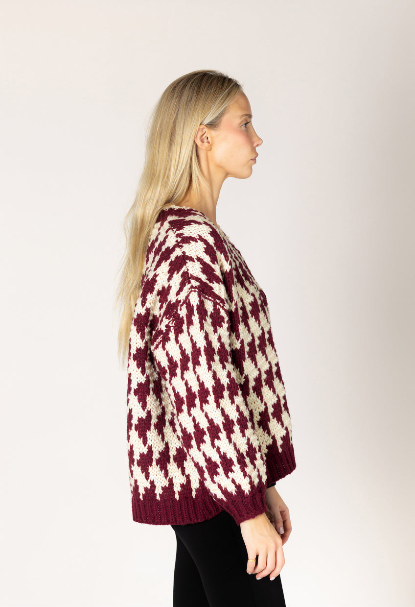 Libby Hand Knit Houndstooth Cardigan