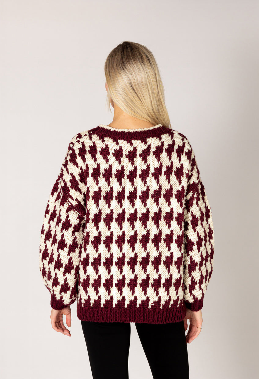 Libby Hand Knit Houndstooth Cardigan