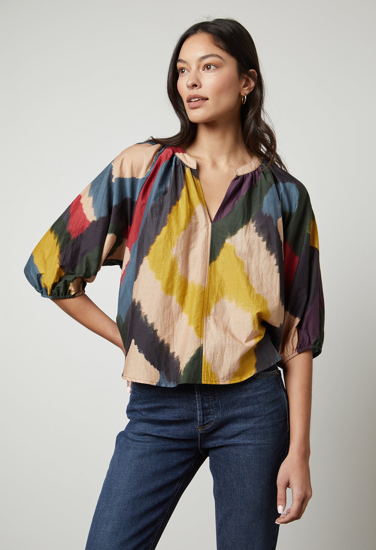 Lizette Printed Silk Cotton Voile Blouse