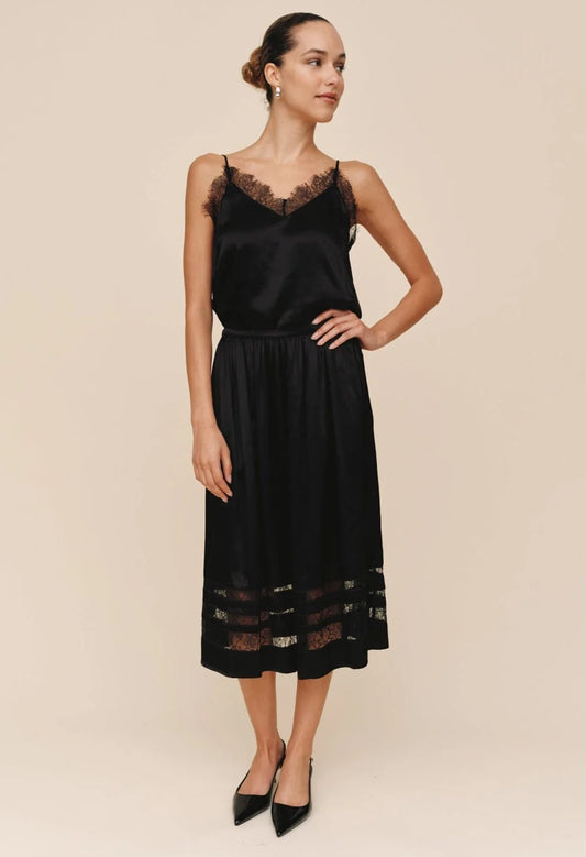 Lace Inset Midi Skirt