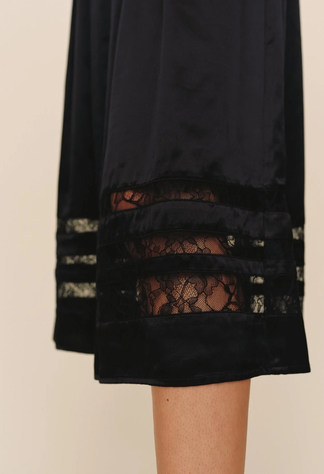 Lace Inset Midi Skirt