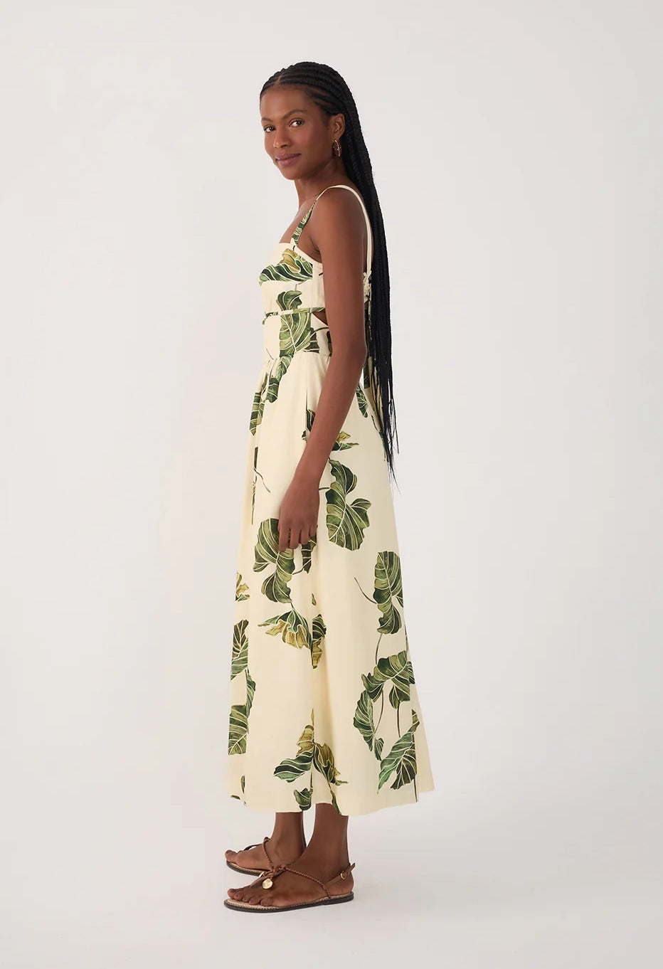 Leaf Print Midi Dress