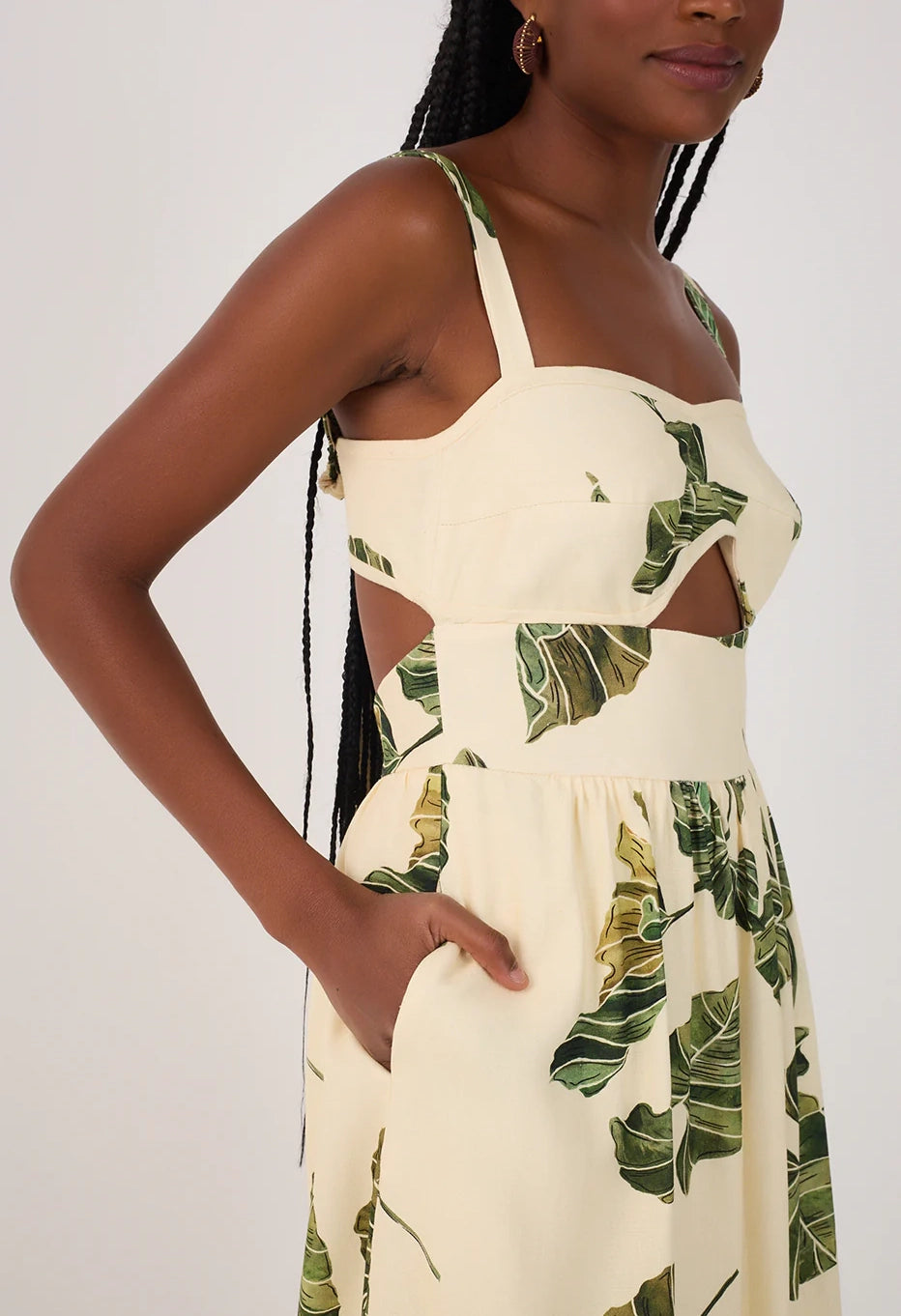 Leaf Print Midi Dress