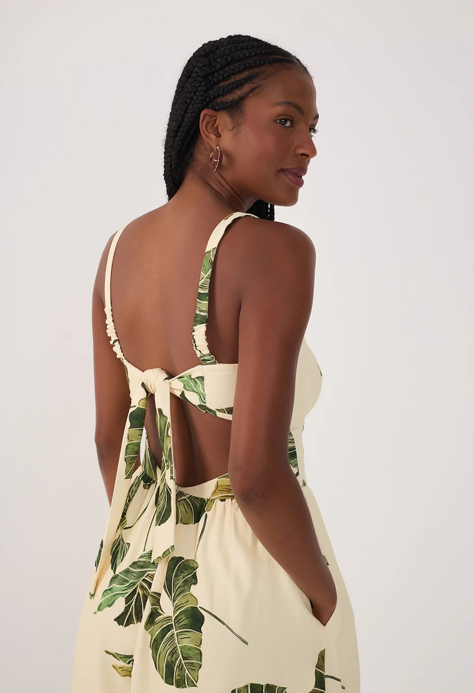 Leaf Print Midi Dress