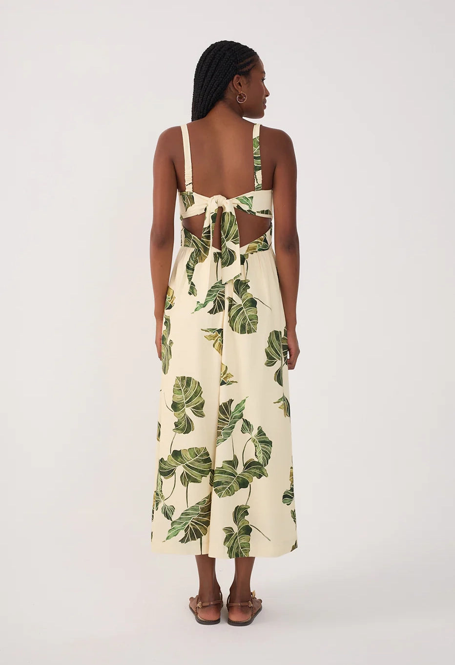 Leaf Print Midi Dress