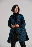 Libby Vegan Leather Trim Quilted Coat
