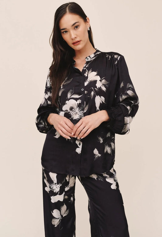Long Sleeve Mandarin Collar Shirt