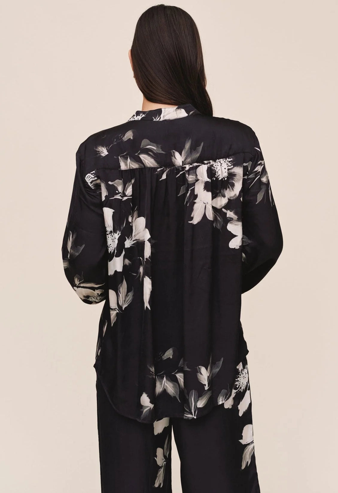 Long Sleeve Mandarin Collar Shirt
