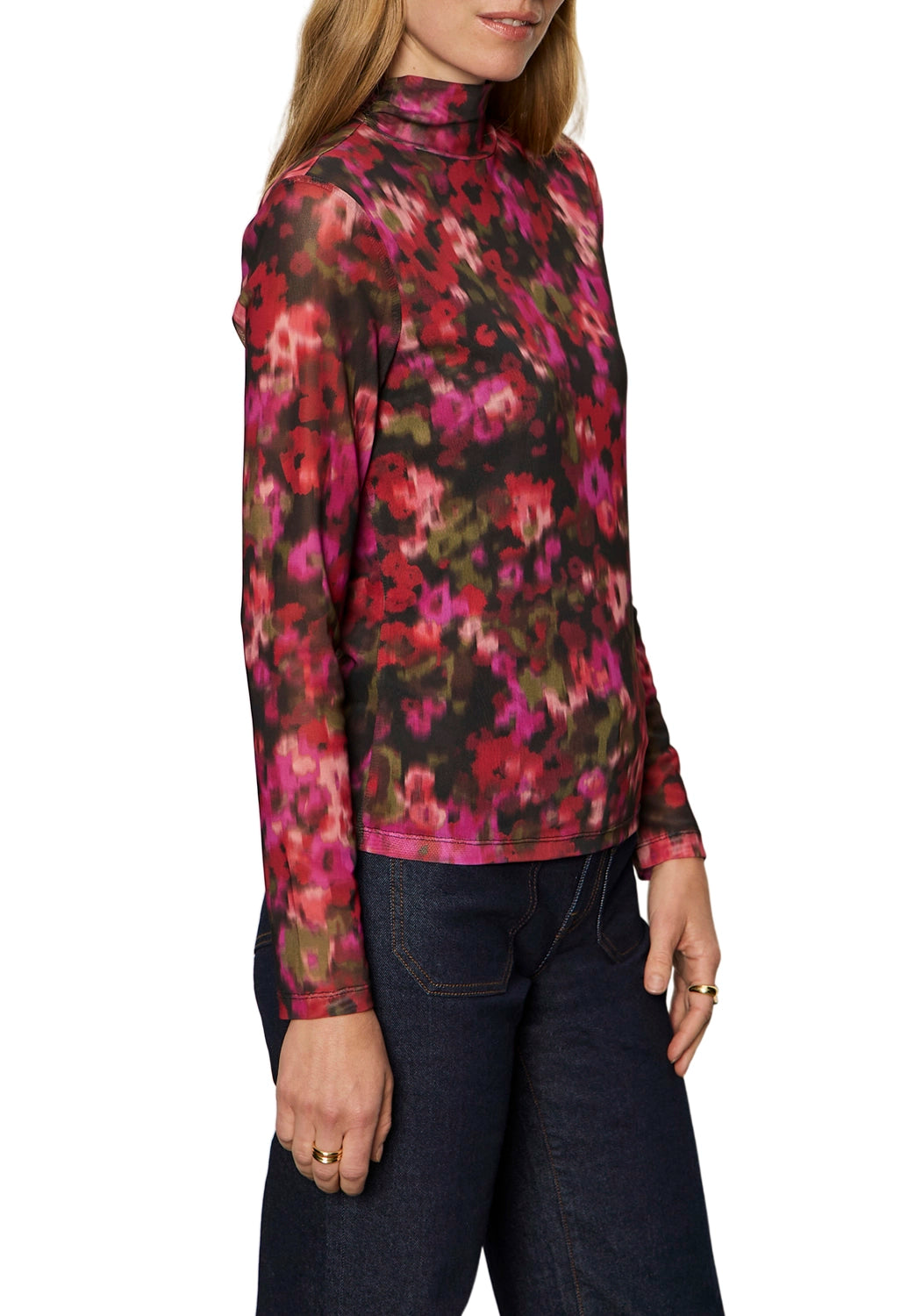 Long Sleeve Mesh Mock