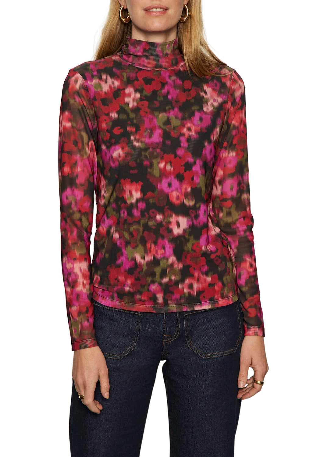 Long Sleeve Mesh Mock