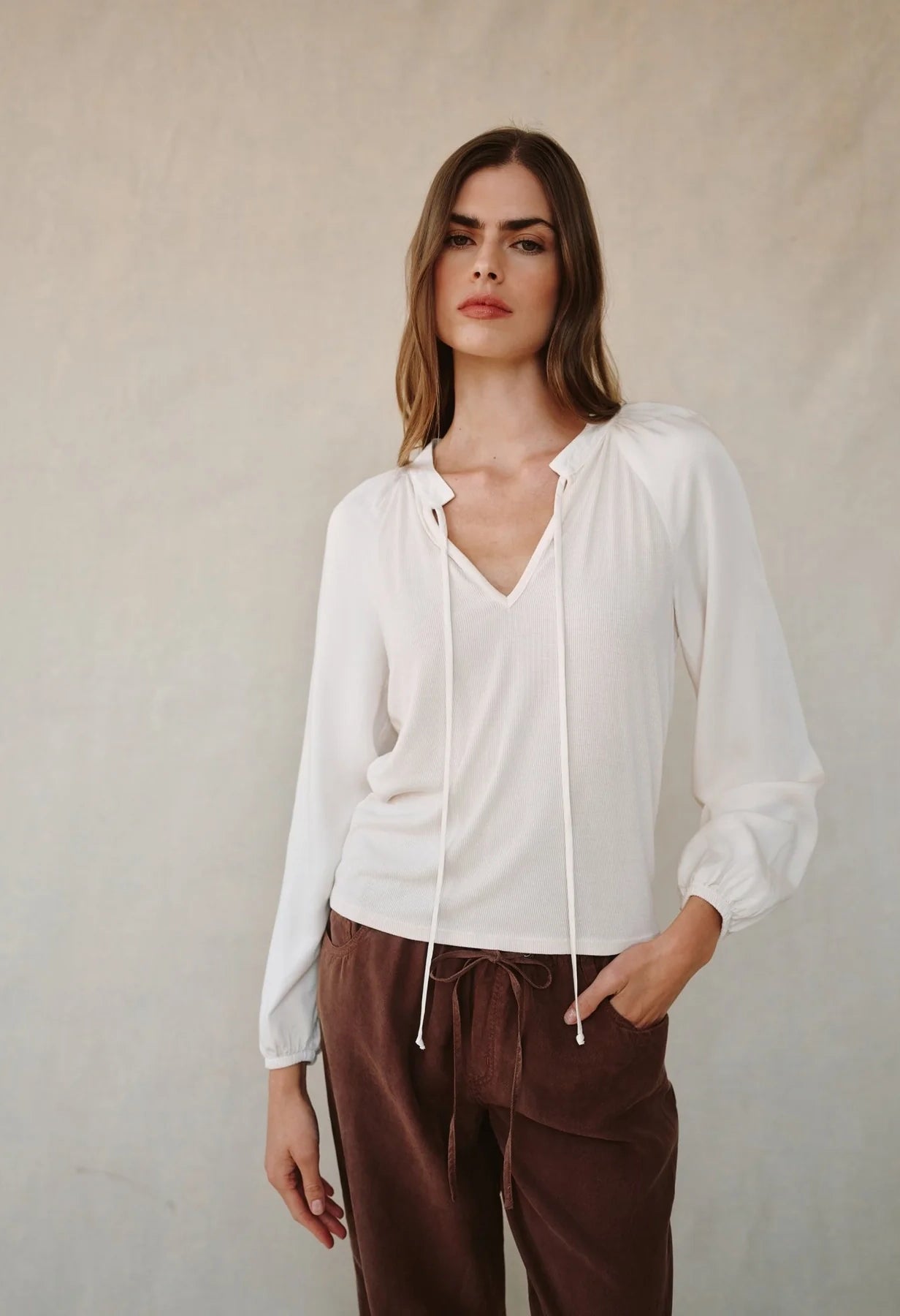 Long Sleeve Raglan Mixed Shirt