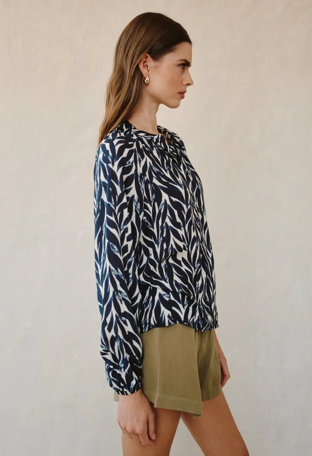 Long Sleeve Shirred Raglan Shirt