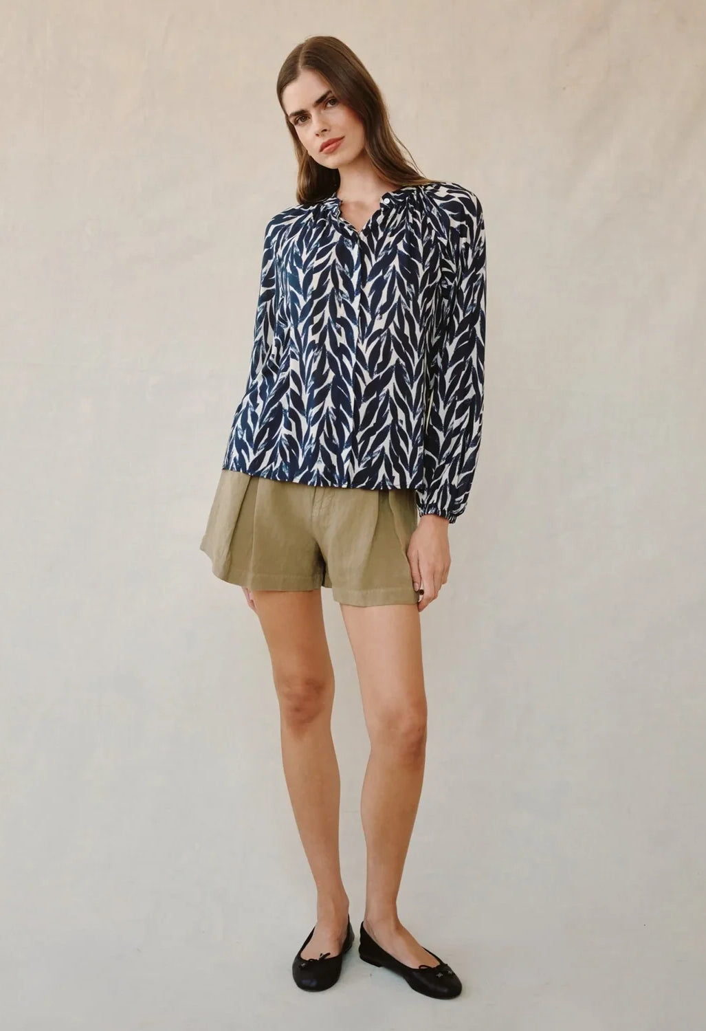 Long Sleeve Shirred Raglan Shirt