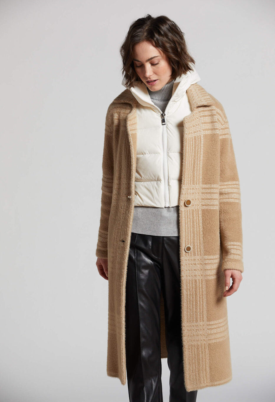 Lorie Plaid Eyelash Knit Coat