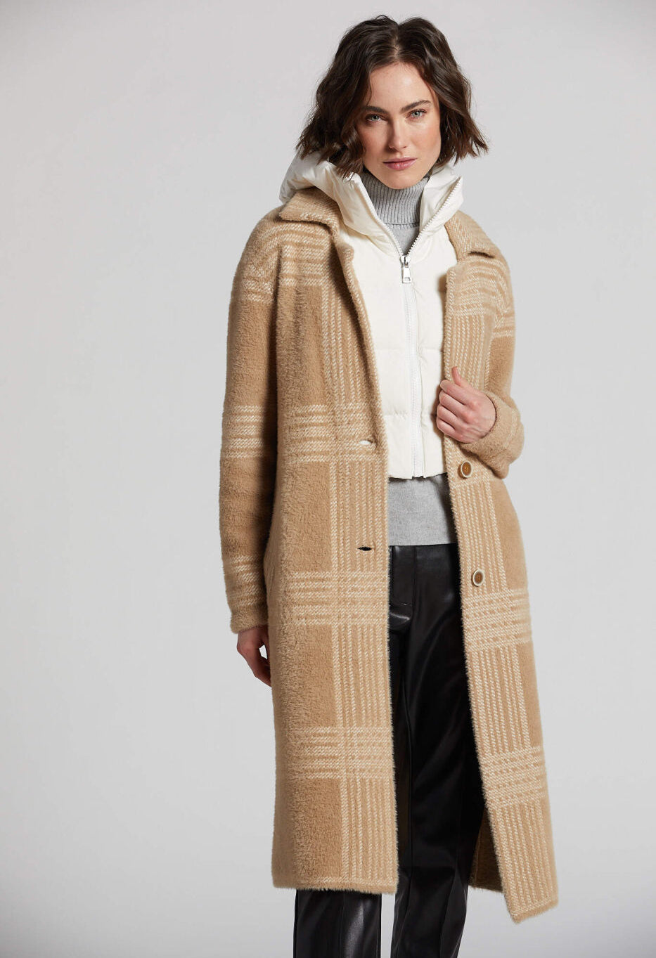 Lorie Plaid Eyelash Knit Coat