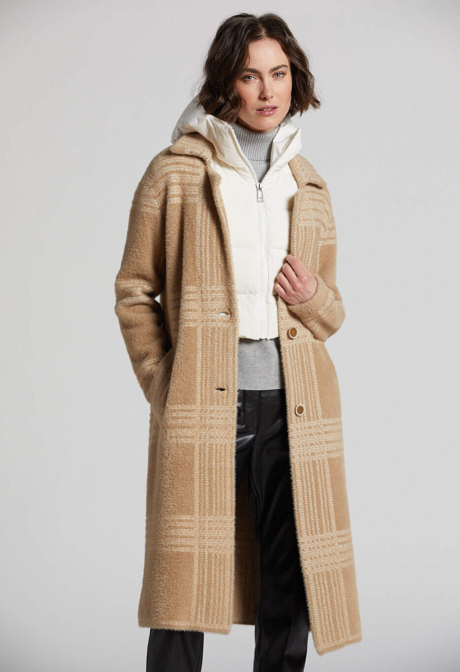 Lorie Plaid Eyelash Knit Coat