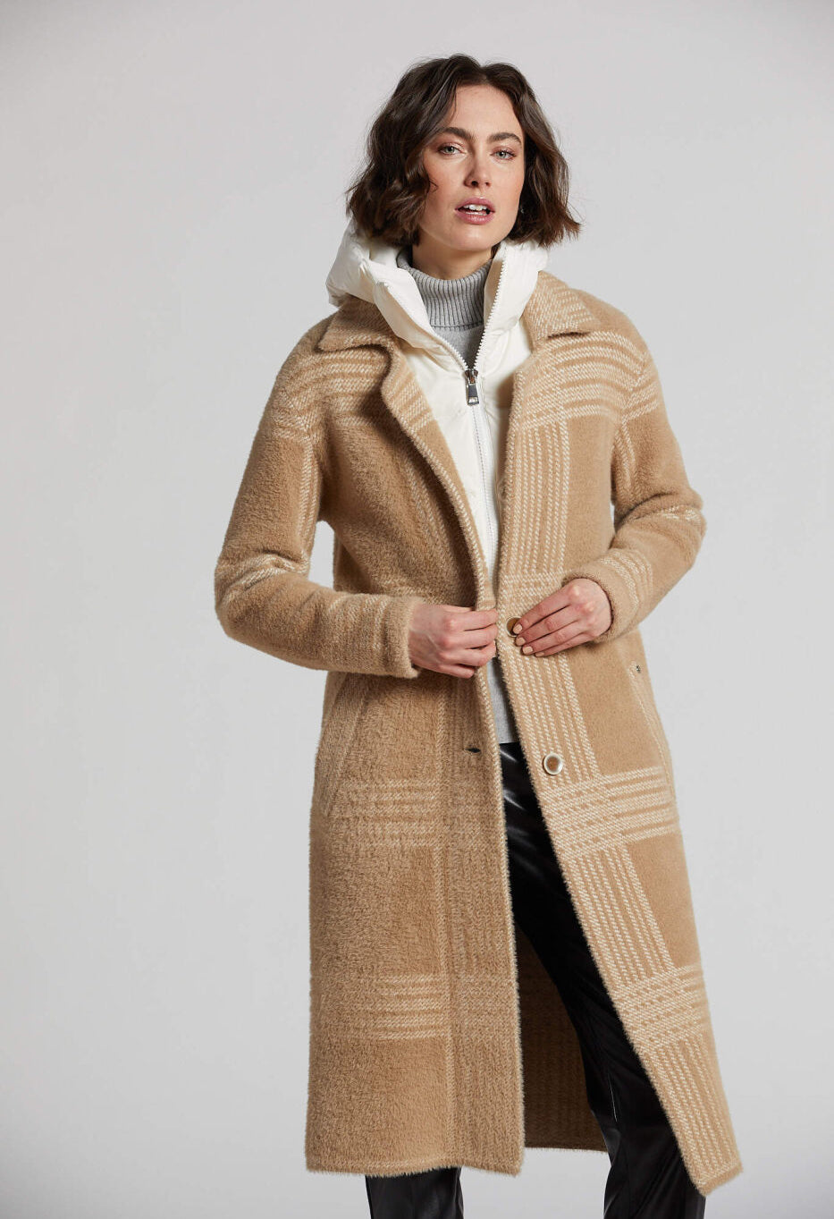 Lorie Plaid Eyelash Knit Coat