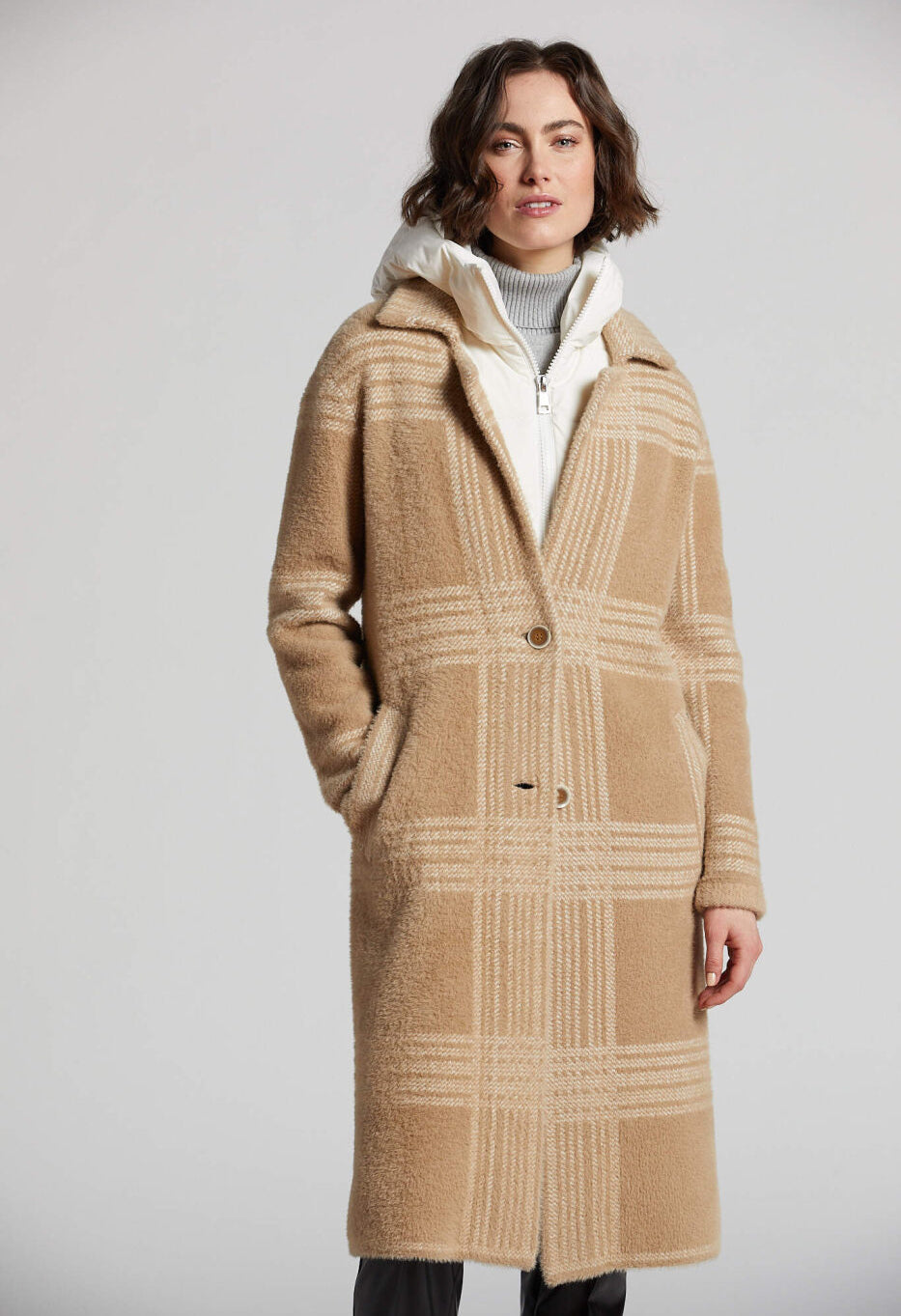 Lorie Plaid Eyelash Knit Coat