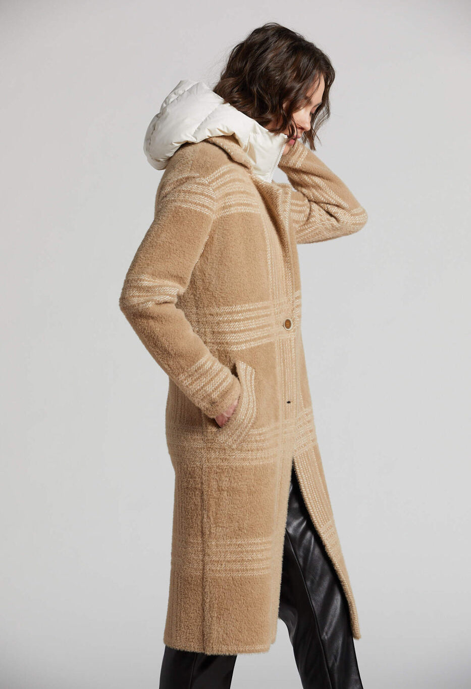 Lorie Plaid Eyelash Knit Coat