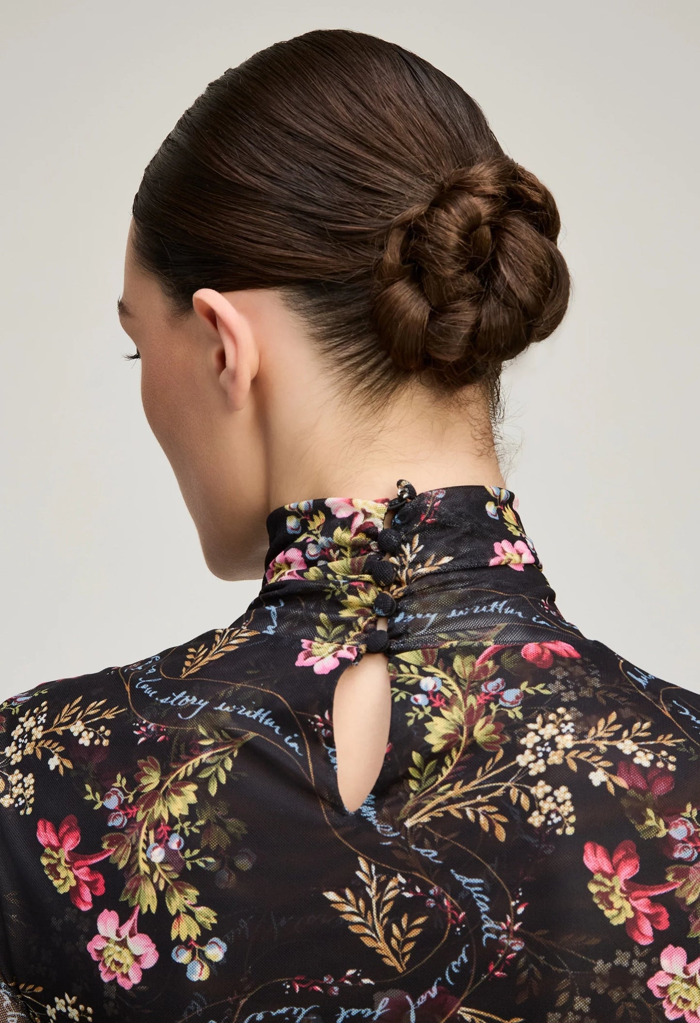 Love Letter Floral Shirred Mesh Turtleneck