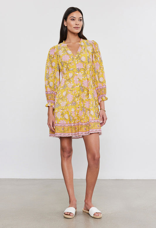 Mary Printed Voile Long Sleeve Dress