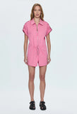 Meg Short Sleeve Zip Front Romper