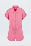 Meg Short Sleeve Zip Front Romper