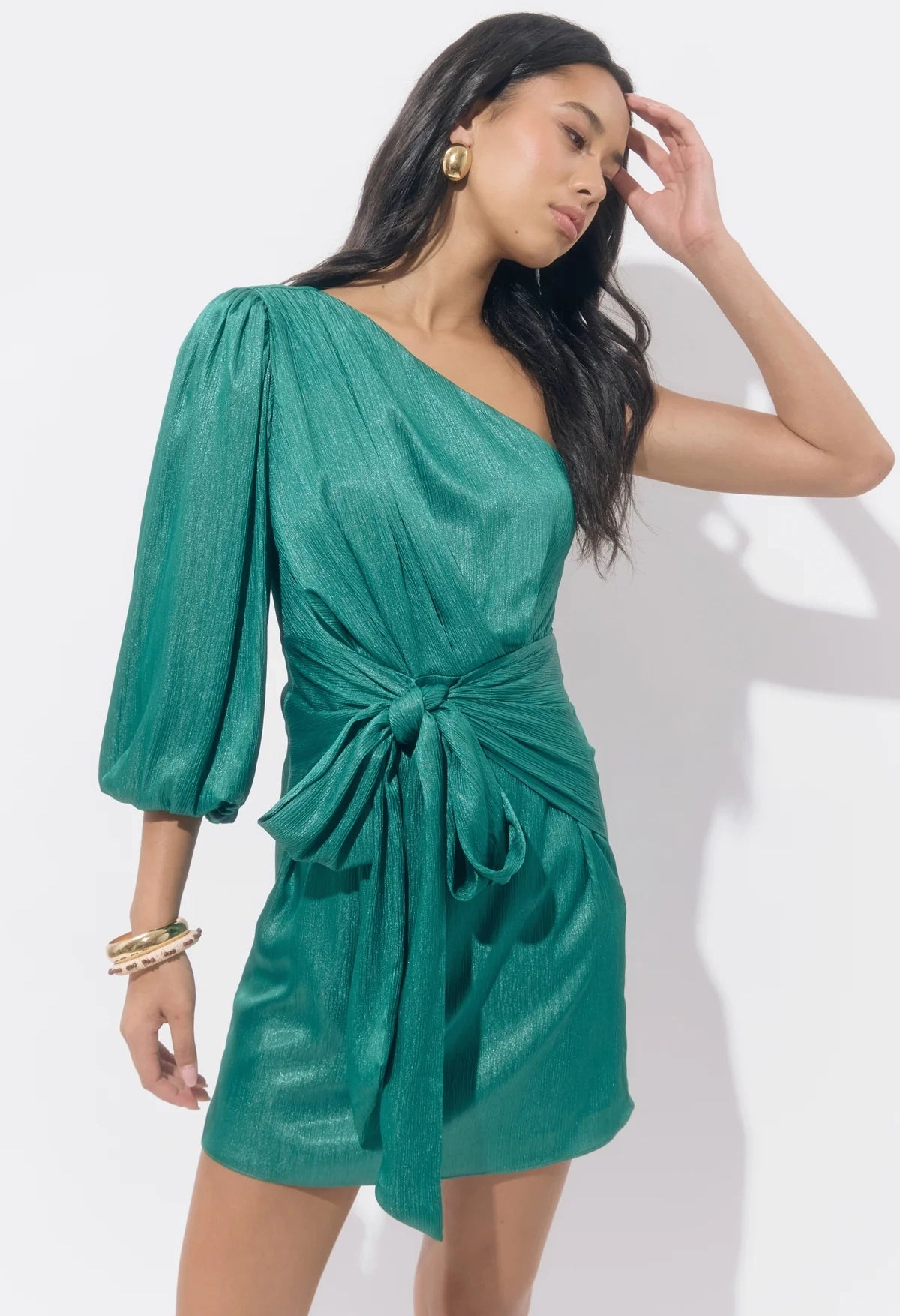 Mira One Shoulder Tie Belt Dress