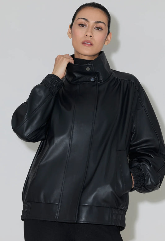 Miu Oversized Bomber Jacket in Leather
