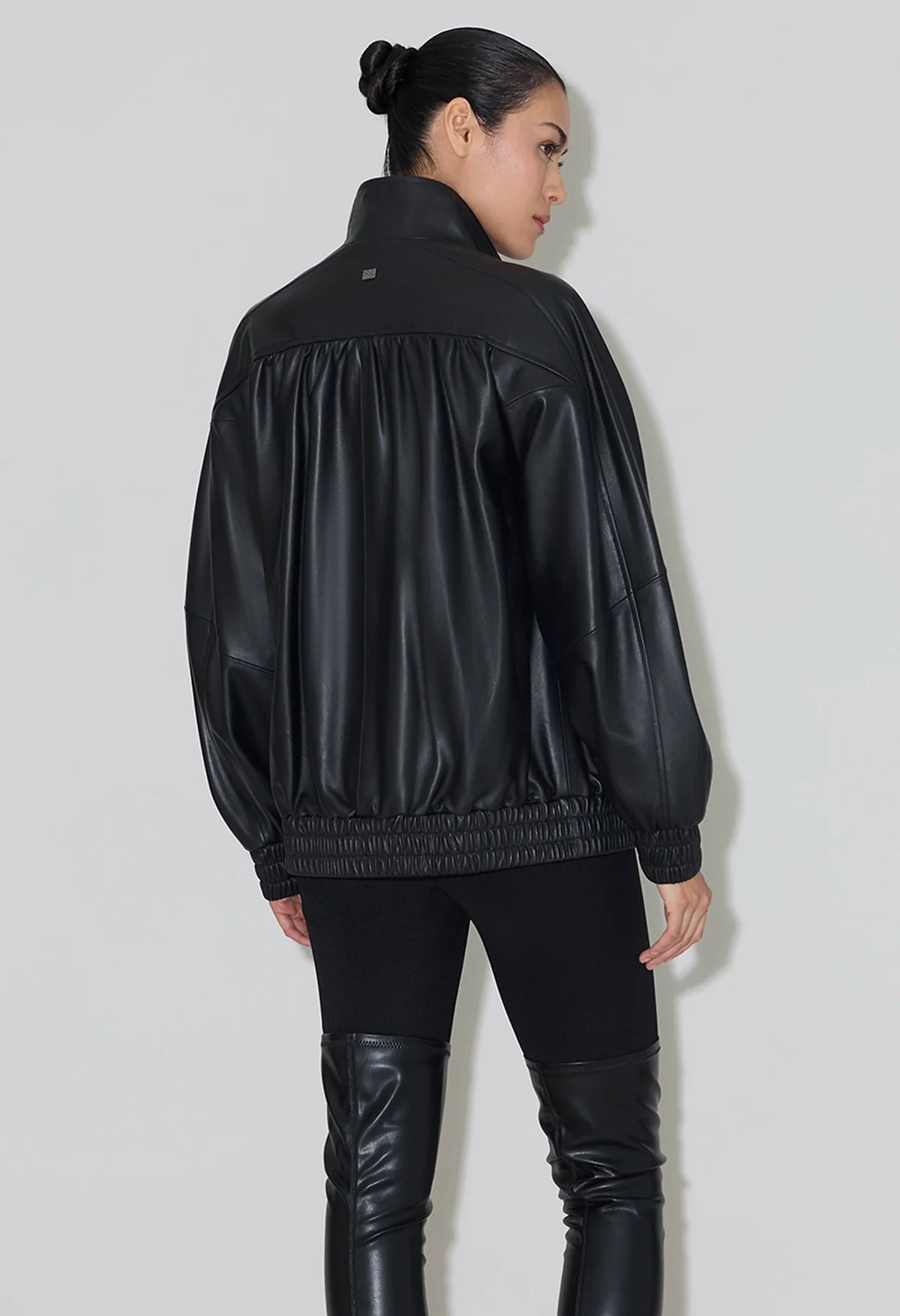 Miu Oversized Bomber Jacket in Leather