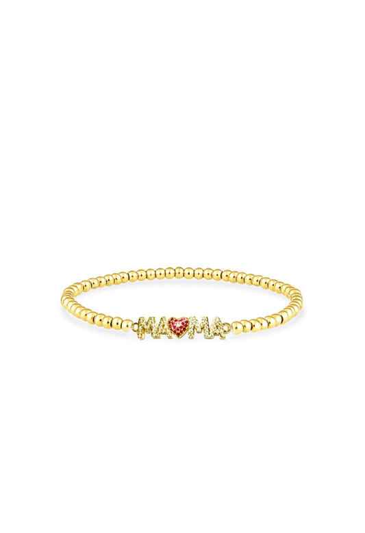 Mama Red Crystal Heart Bracelet