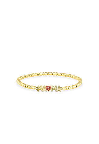Mama Red Crystal Heart Bracelet