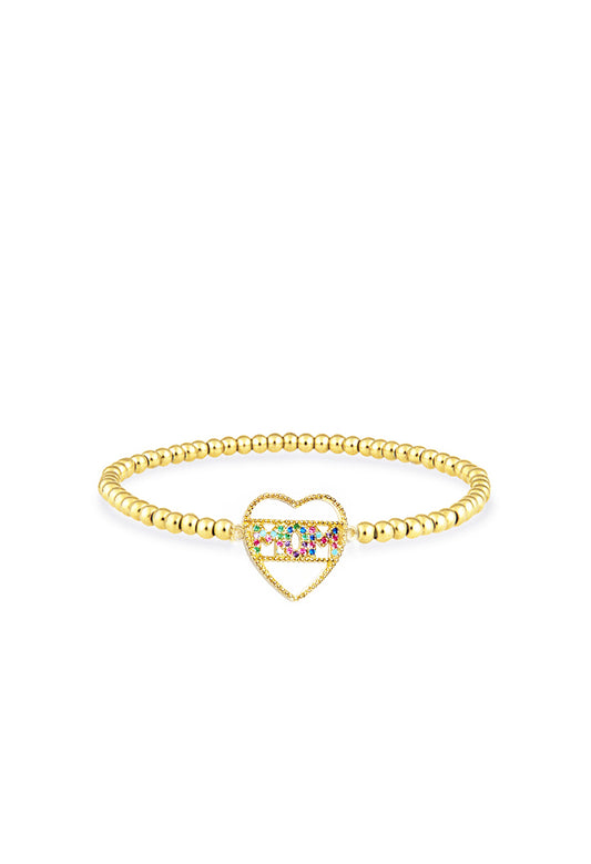 Mom Coloured Crystal Heart Bracelet