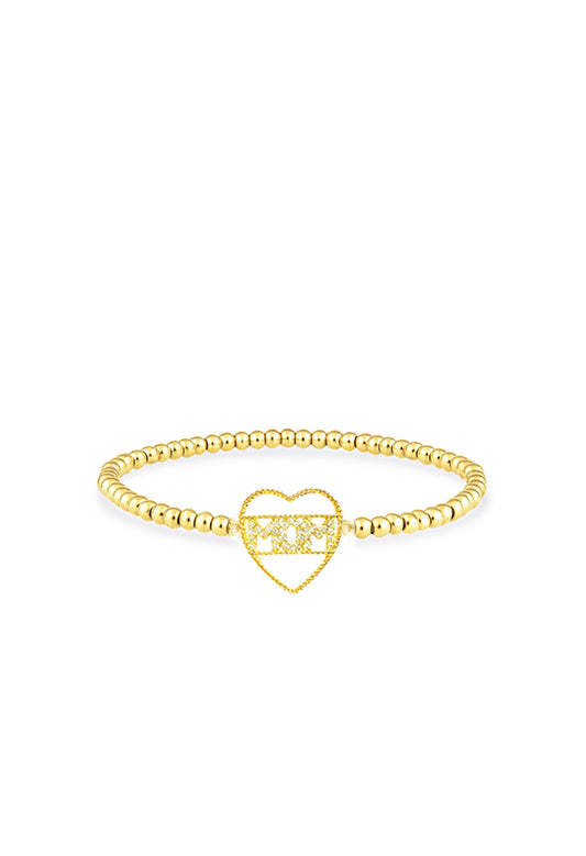 Mom Clear Crystal Heart Bracelet