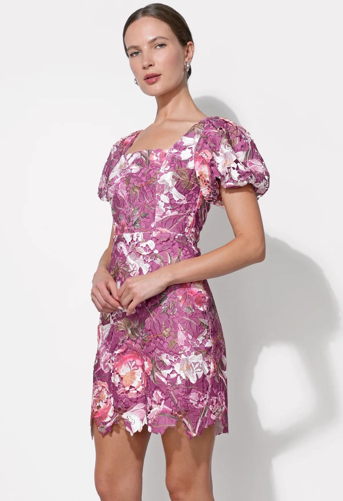 Maybelle Floral Lace Puff Sleeve Dress