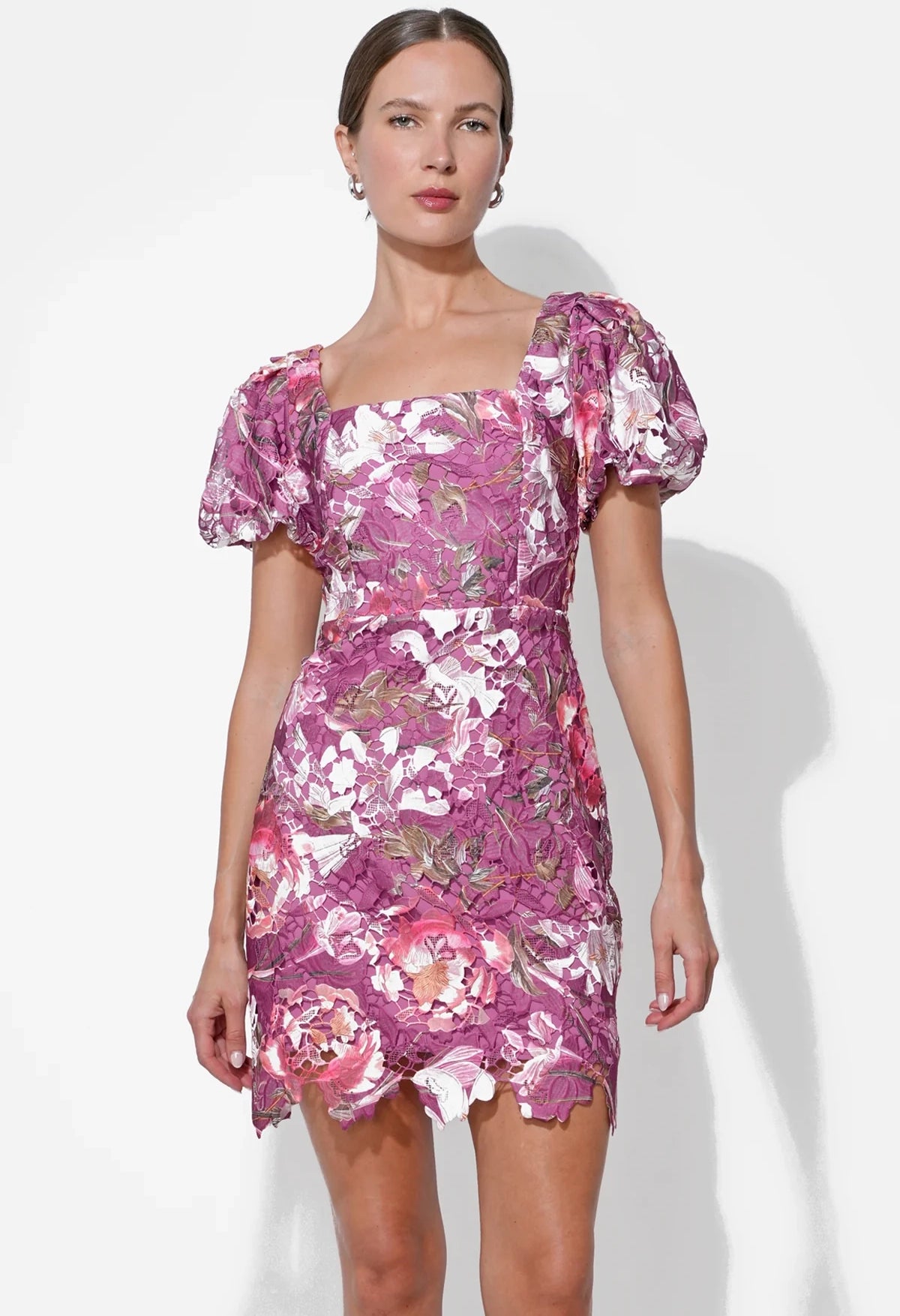 Maybelle Floral Lace Puff Sleeve Dress