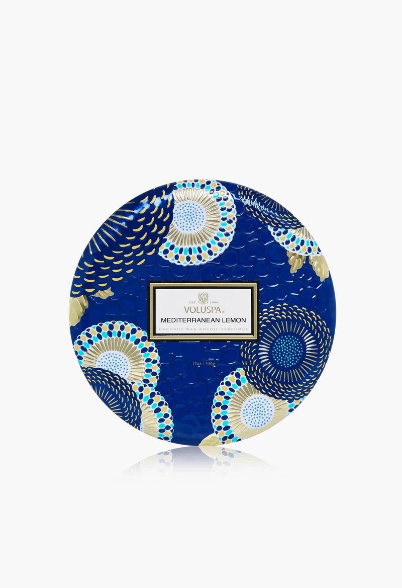 Mediterranean Lemon 3 Wick Tin Candle