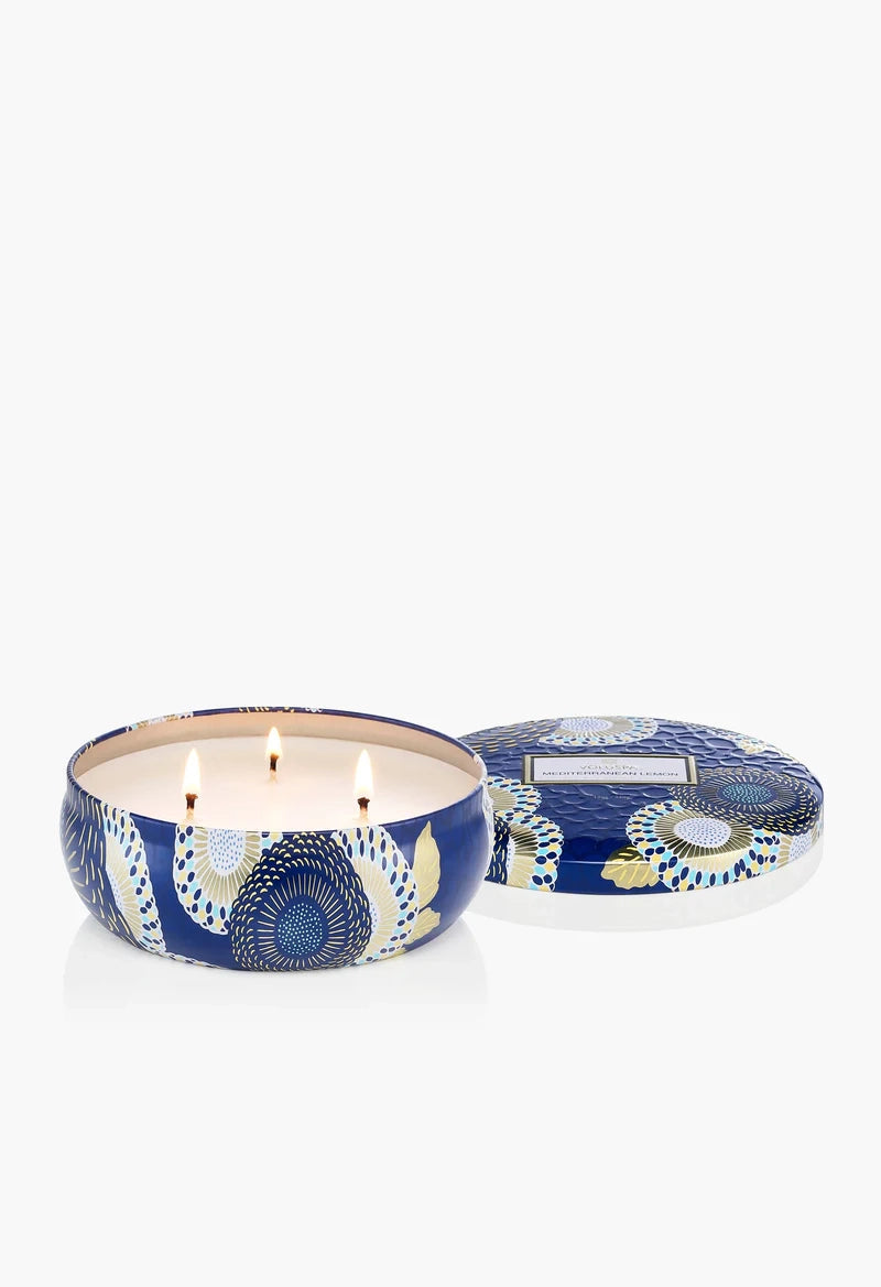 Mediterranean Lemon 3 Wick Tin Candle